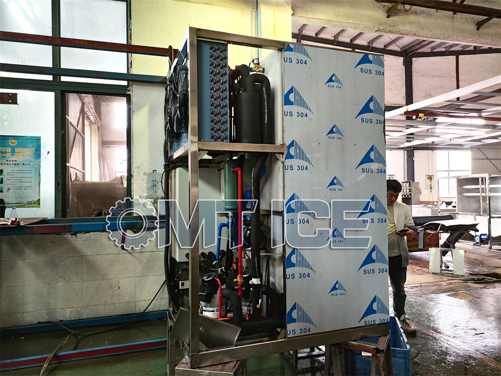 OMT 1Ton Single Phase Cube Ice Machine to Guyana-4