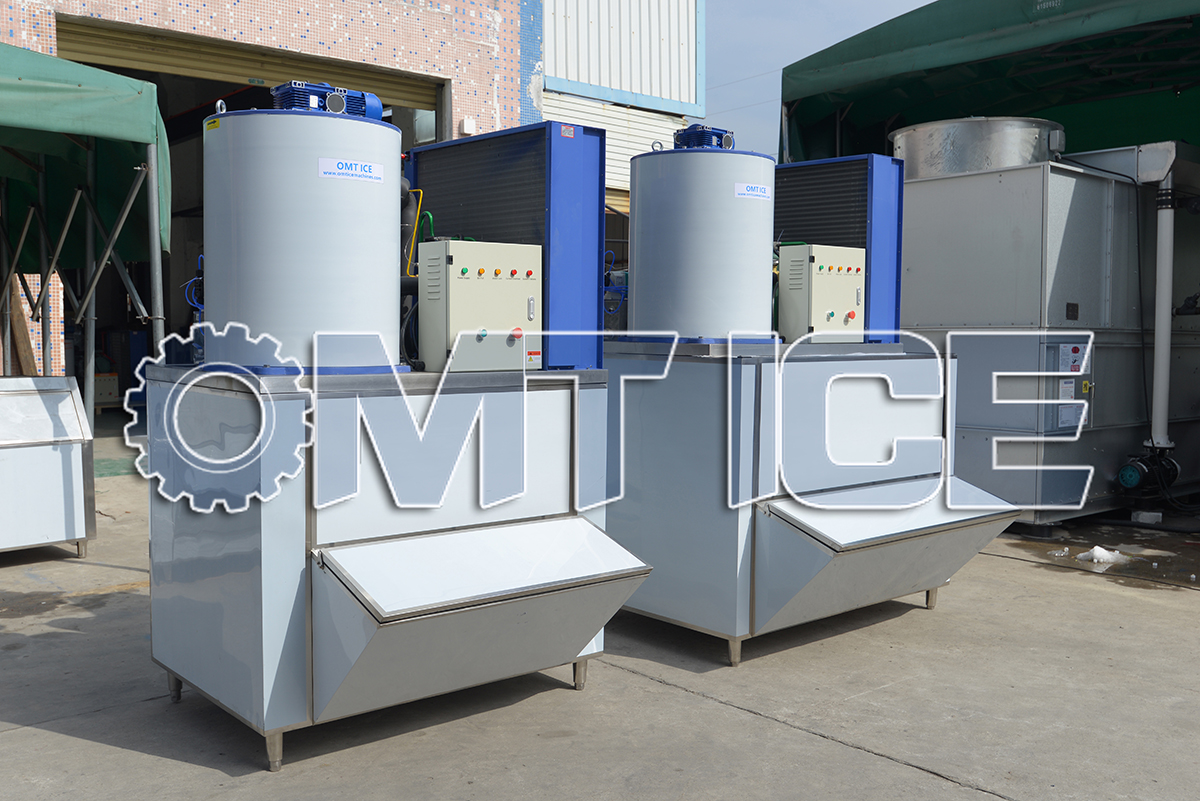 OMT 2ton Flake Ice Machine with 500kg&1000kg Ice Storage Bin (1)